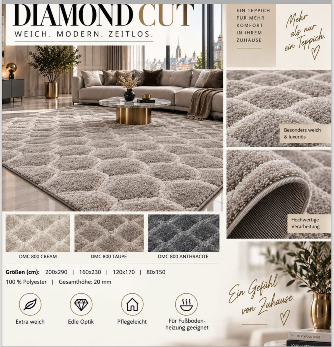 TEPPICH DIAMOND CUT 120X170CM
