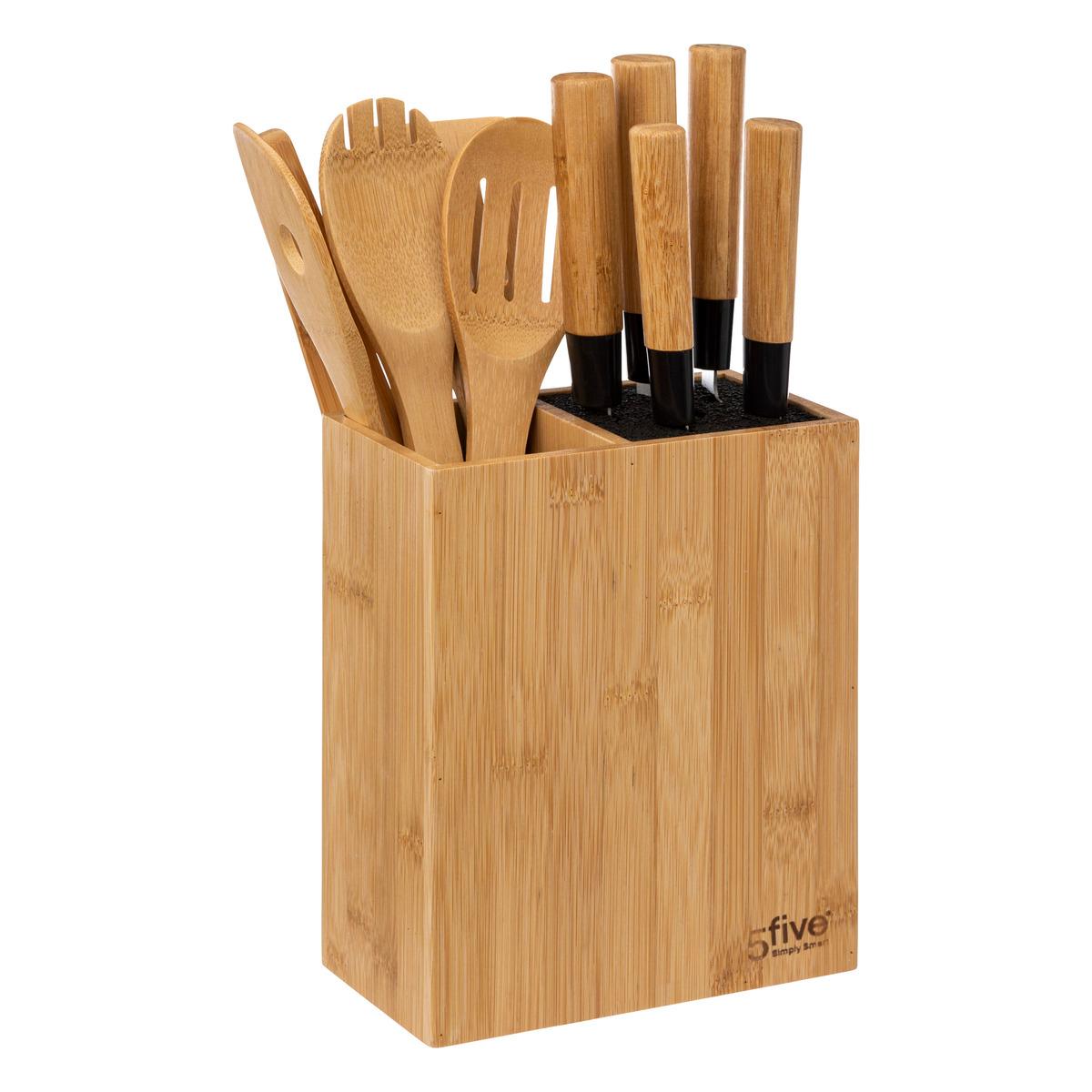 Block mit 5 Messern und 5 Utensilien BAMBUS 5Five