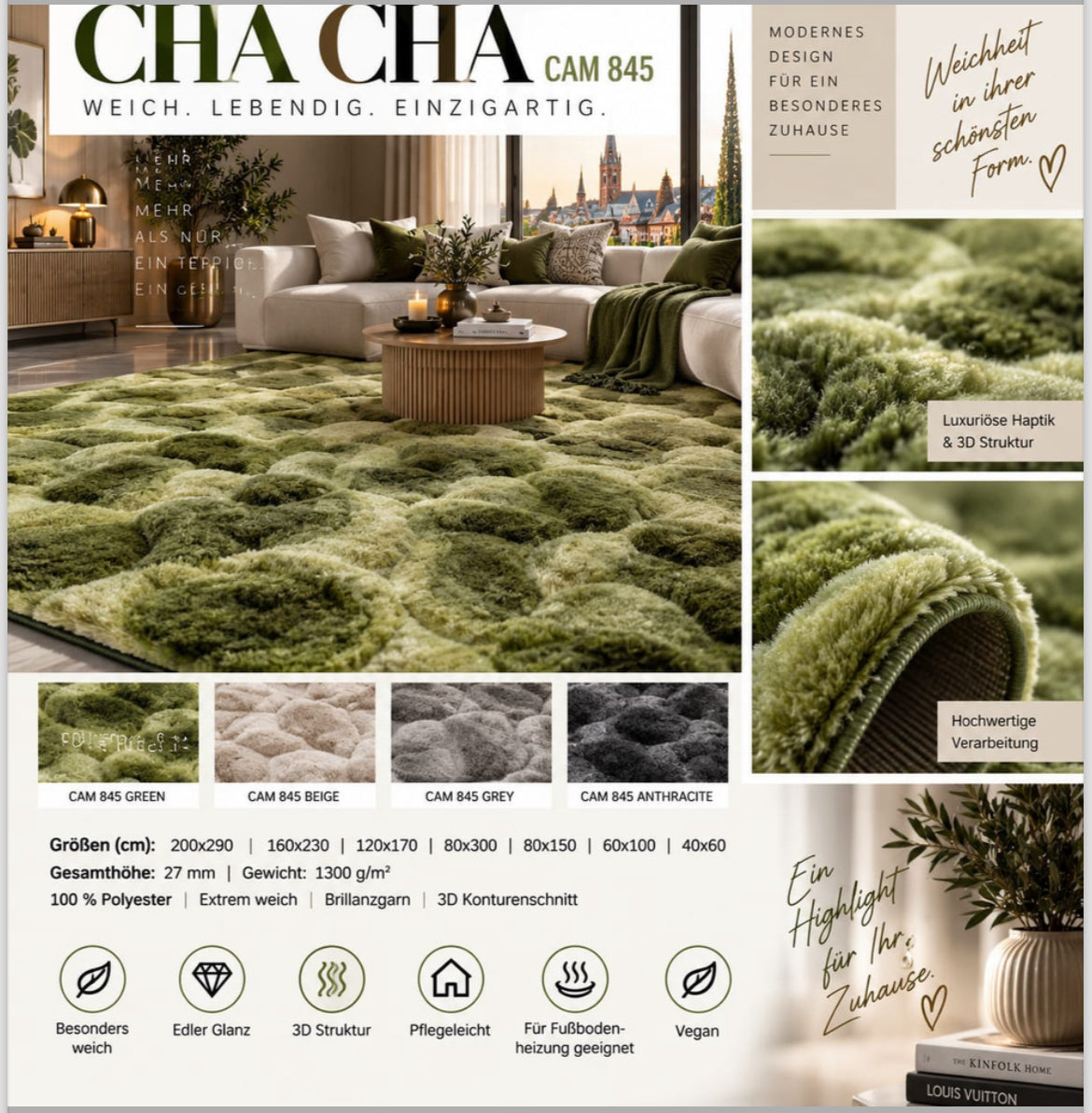 CHA CHA Plüsch Teppich  160X230CM