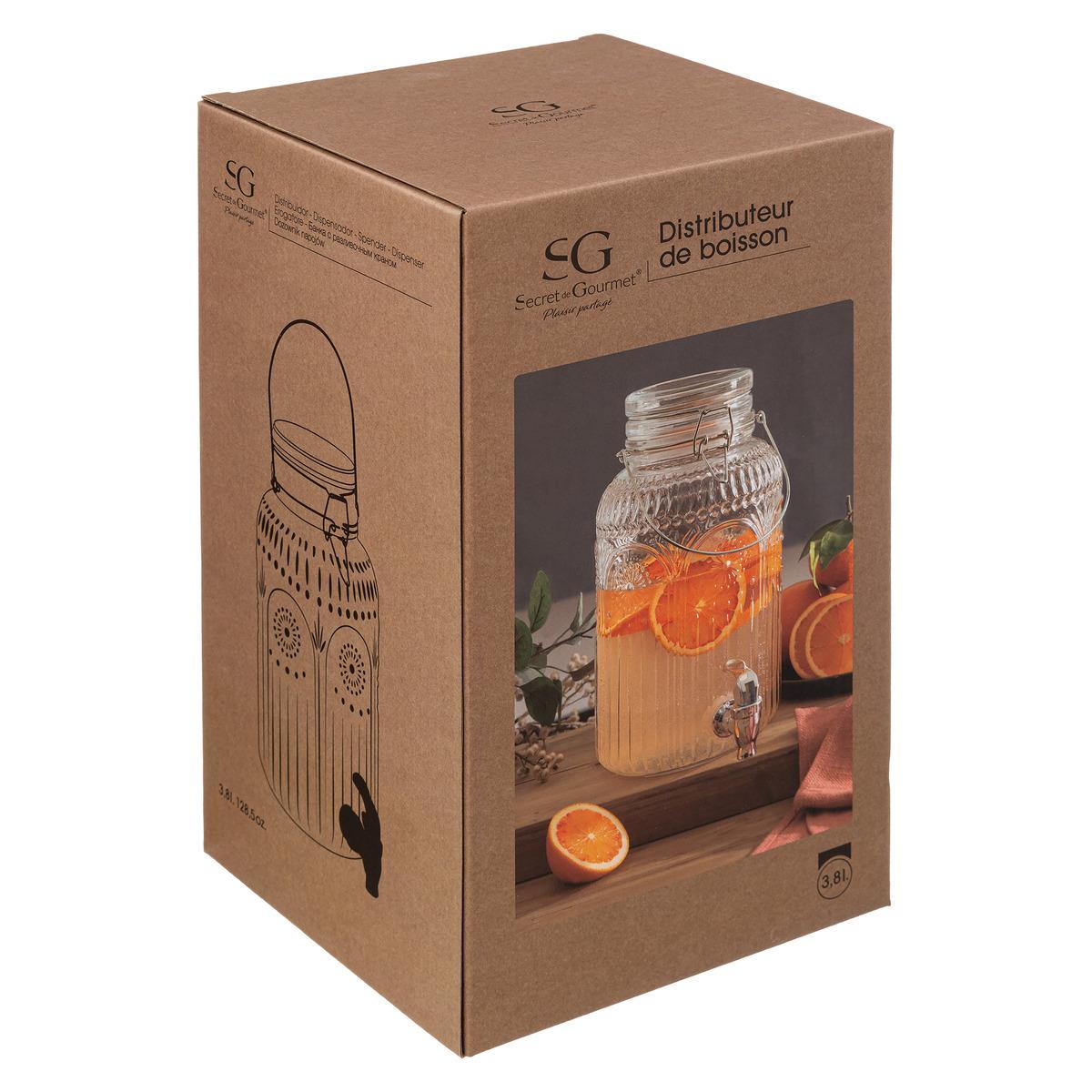 Trink Spender Glas 3.8L Secret de Gourmet